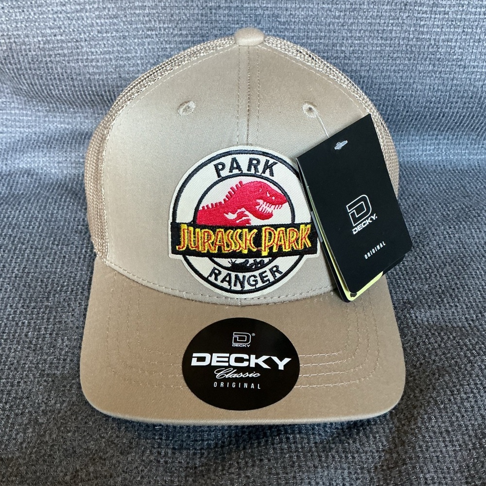 Youth SnapBack Mesh Decky Jurassic Park Ranger Kids Hat - Khaki